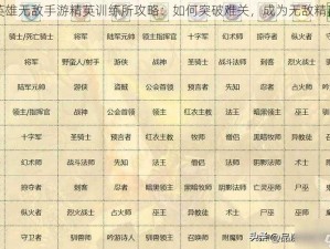 英雄无敌手游精英训练所攻略：如何突破难关，成为无敌精英