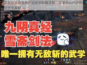 九阴真经手游雪斋剑法武学秘籍详解：江湖顶尖剑法图鉴，揭秘武学奥秘