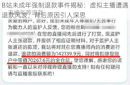 B站未成年强制退款事件揭秘：虚拟主播遭遇退款风波，背后原因引人深思