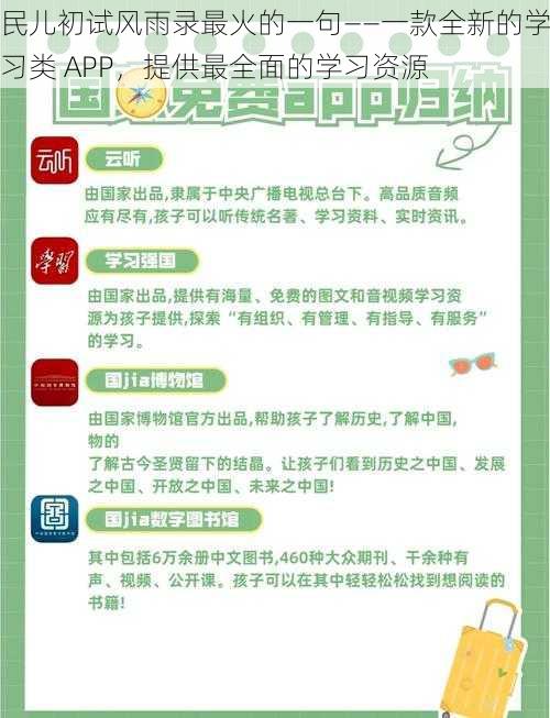 民儿初试风雨录最火的一句——一款全新的学习类 APP，提供最全面的学习资源