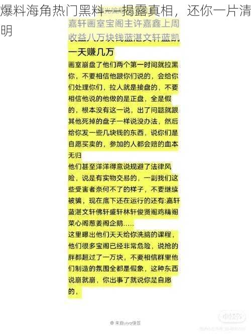 爆料海角热门黑料——揭露真相，还你一片清明