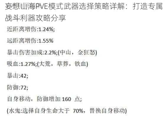 妄想山海PVE模式武器选择策略详解：打造专属战斗利器攻略分享