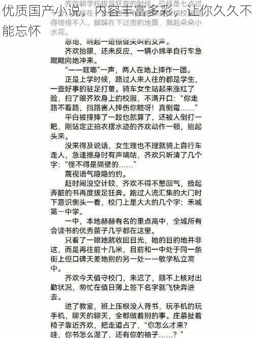 优质国产小说，内容丰富多彩，让你久久不能忘怀