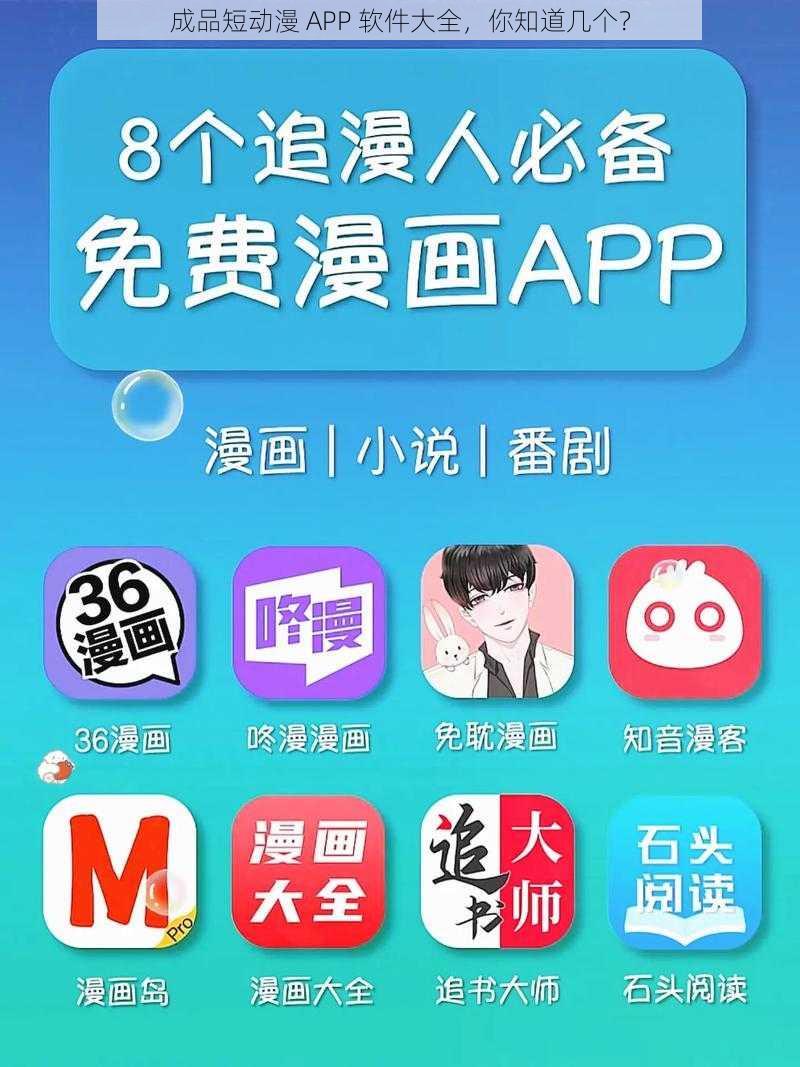 成品短动漫 APP 软件大全，你知道几个？