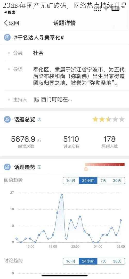 2023 年国产无矿砖码，网络热点持续升温