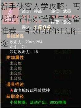 新手侠客入学攻略：丐帮武学精妙搭配与装备推荐，引领你的江湖征途