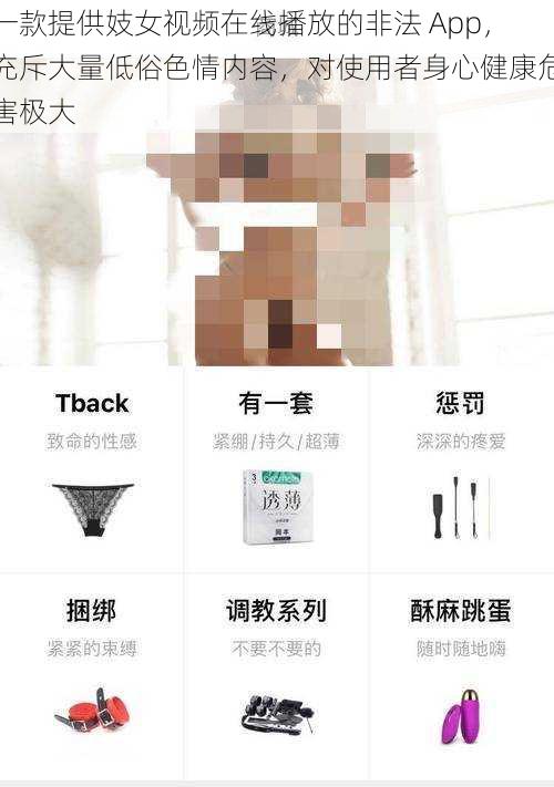 一款提供妓女视频在线播放的非法 App，充斥大量低俗色情内容，对使用者身心健康危害极大