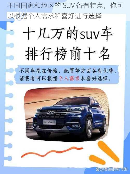 不同国家和地区的 SUV 各有特点，你可以根据个人需求和喜好进行选择