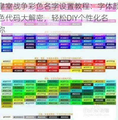 皇室战争彩色名字设置教程：字体颜色代码大解密，轻松DIY个性化名称