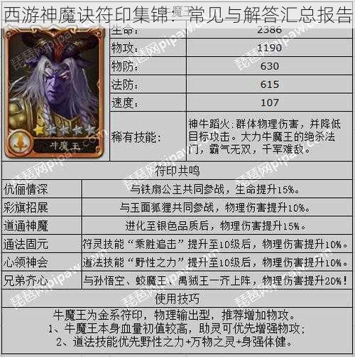 西游神魔诀符印集锦：常见与解答汇总报告