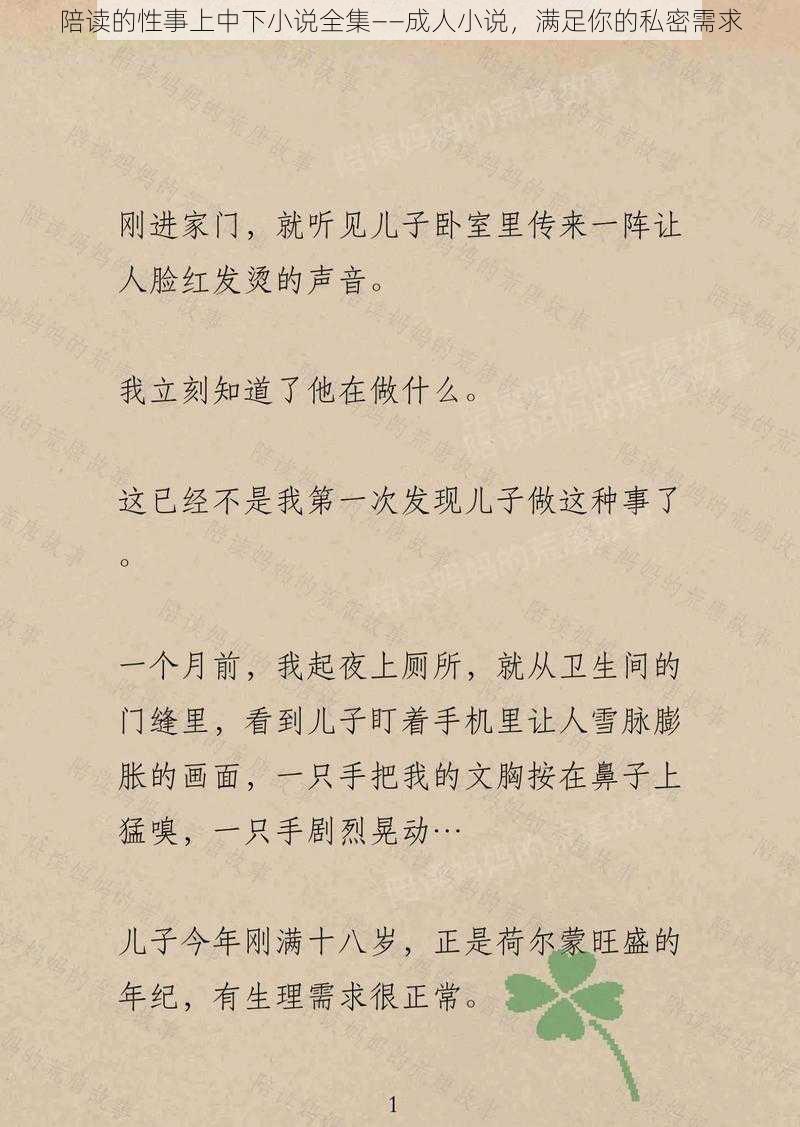 陪读的性事上中下小说全集——成人小说，满足你的私密需求