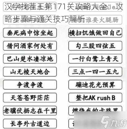 汉字找茬王第171关攻略大全：攻略步骤与通关技巧解析