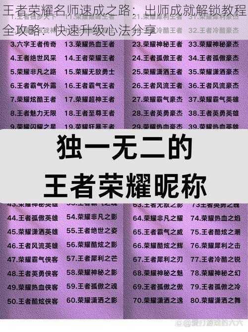 王者荣耀名师速成之路：出师成就解锁教程全攻略：快速升级心法分享