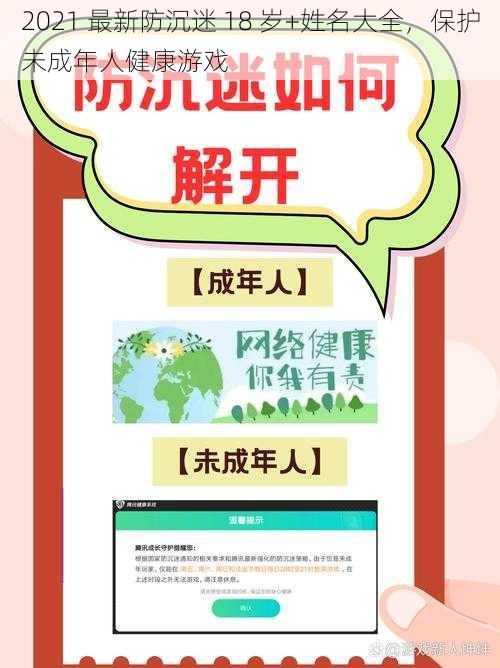 2021 最新防沉迷 18 岁+姓名大全，保护未成年人健康游戏