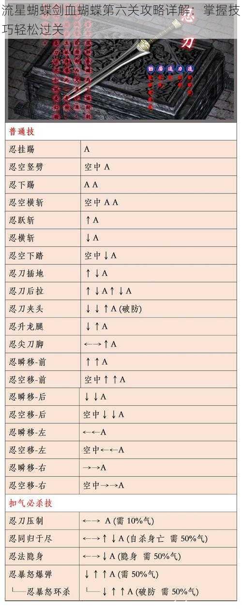 流星蝴蝶剑血蝴蝶第六关攻略详解：掌握技巧轻松过关