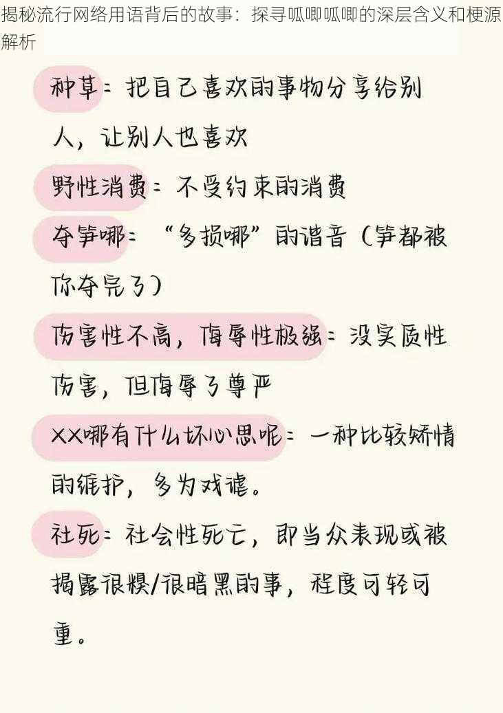 揭秘流行网络用语背后的故事：探寻呱唧呱唧的深层含义和梗源解析