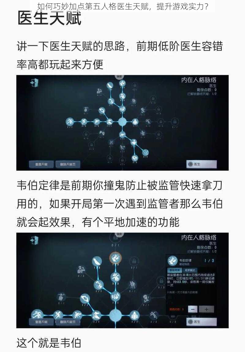 如何巧妙加点第五人格医生天赋，提升游戏实力？