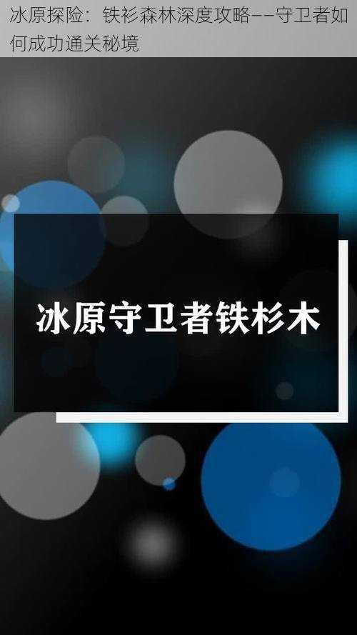 冰原探险：铁衫森林深度攻略——守卫者如何成功通关秘境