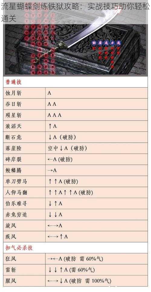 流星蝴蝶剑练铁狱攻略：实战技巧助你轻松通关