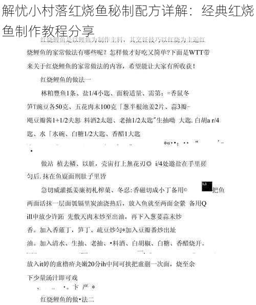 解忧小村落红烧鱼秘制配方详解：经典红烧鱼制作教程分享