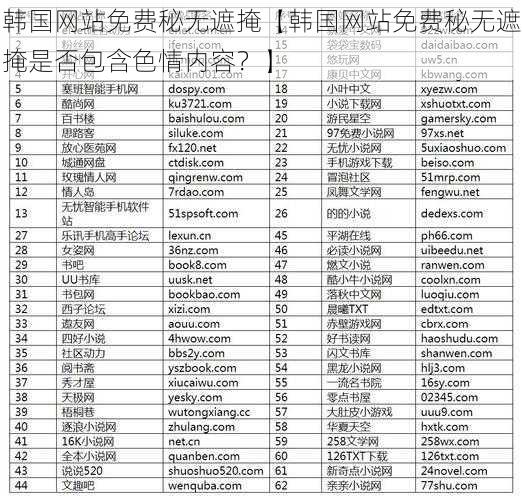 韩国网站免费秘无遮掩【韩国网站免费秘无遮掩是否包含色情内容？】