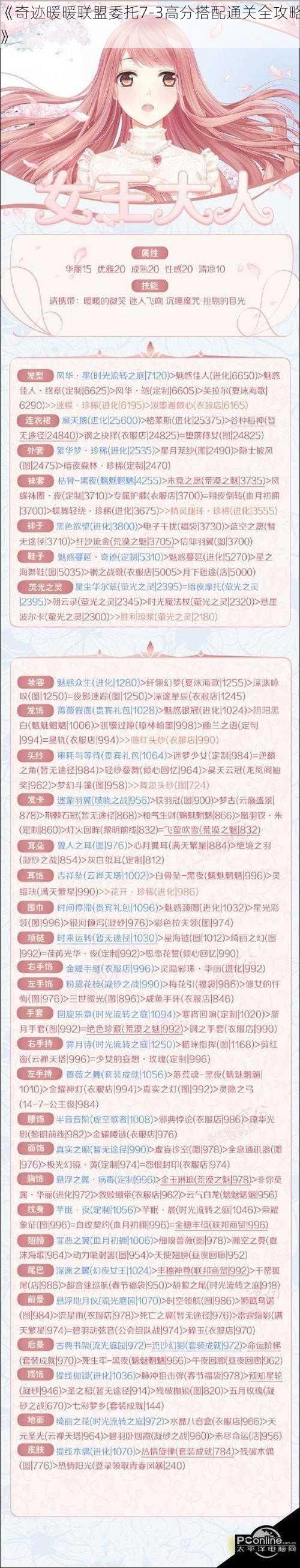 《奇迹暖暖联盟委托7-3高分搭配通关全攻略》