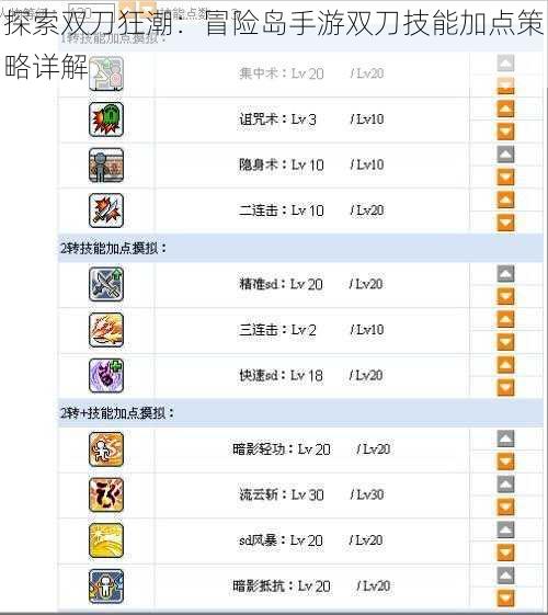探索双刀狂潮：冒险岛手游双刀技能加点策略详解