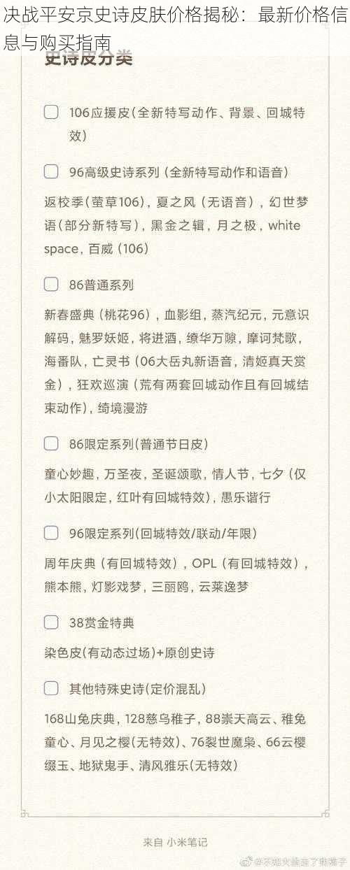 决战平安京史诗皮肤价格揭秘：最新价格信息与购买指南