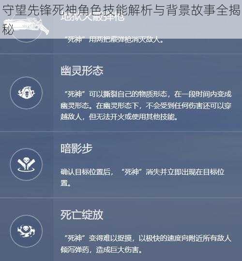 守望先锋死神角色技能解析与背景故事全揭秘